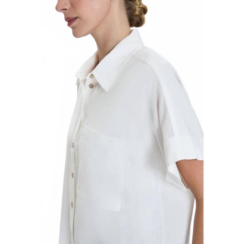 NEW PISTOLA donnie short sleeve button up top in le blanc - Picture 5 of 7